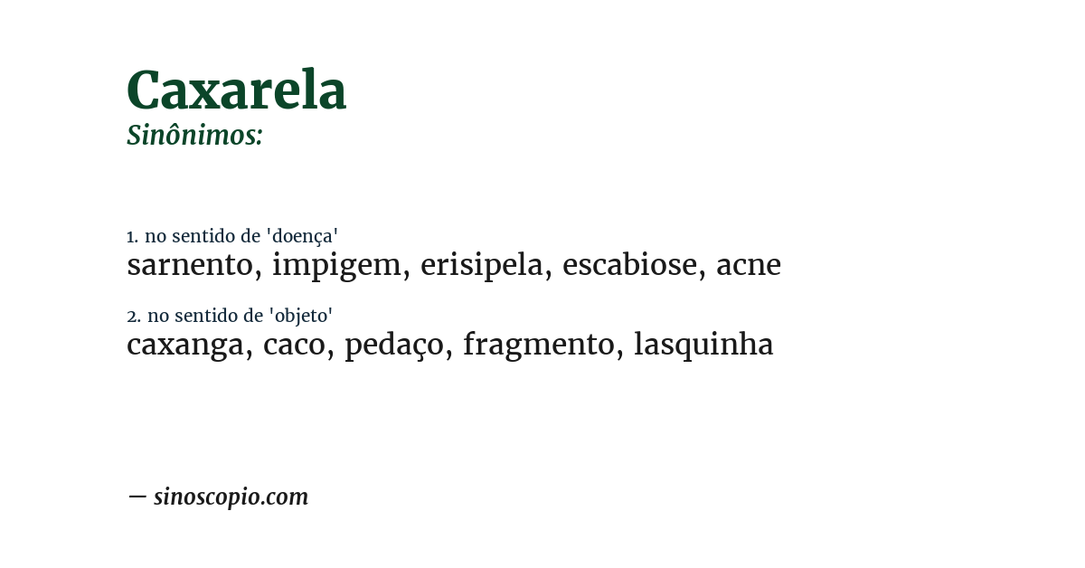 Sinônimo de caxarela