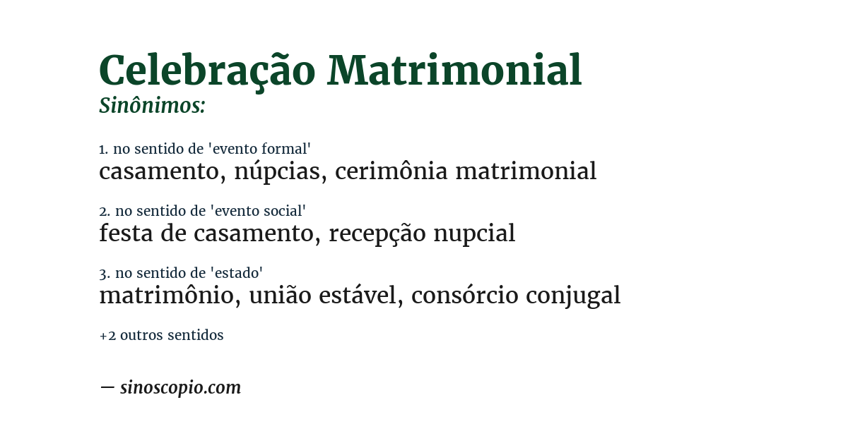 Sinônimo de celebração matrimonial
