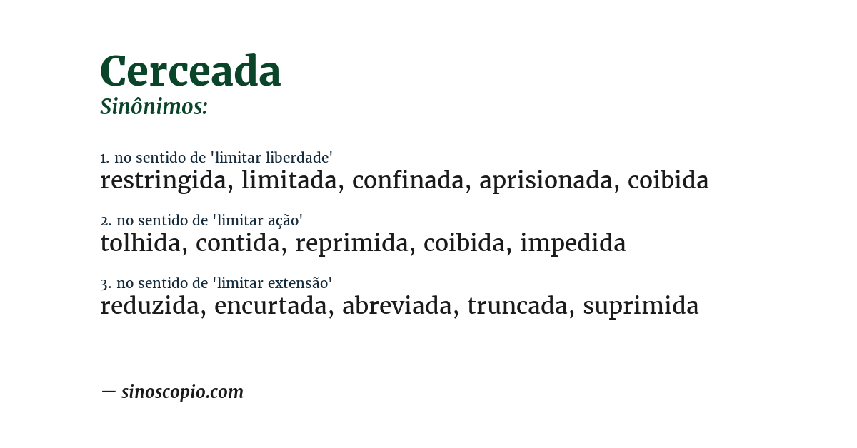 Sinônimo de cerceada