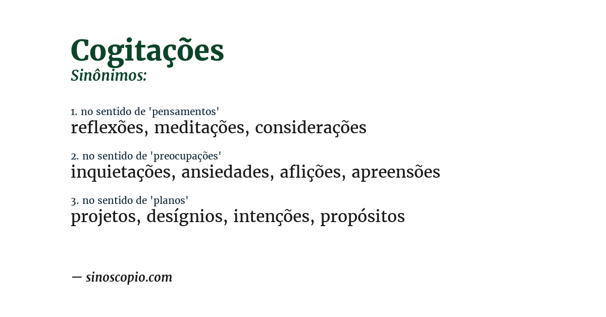 Sinônimo de cogitações