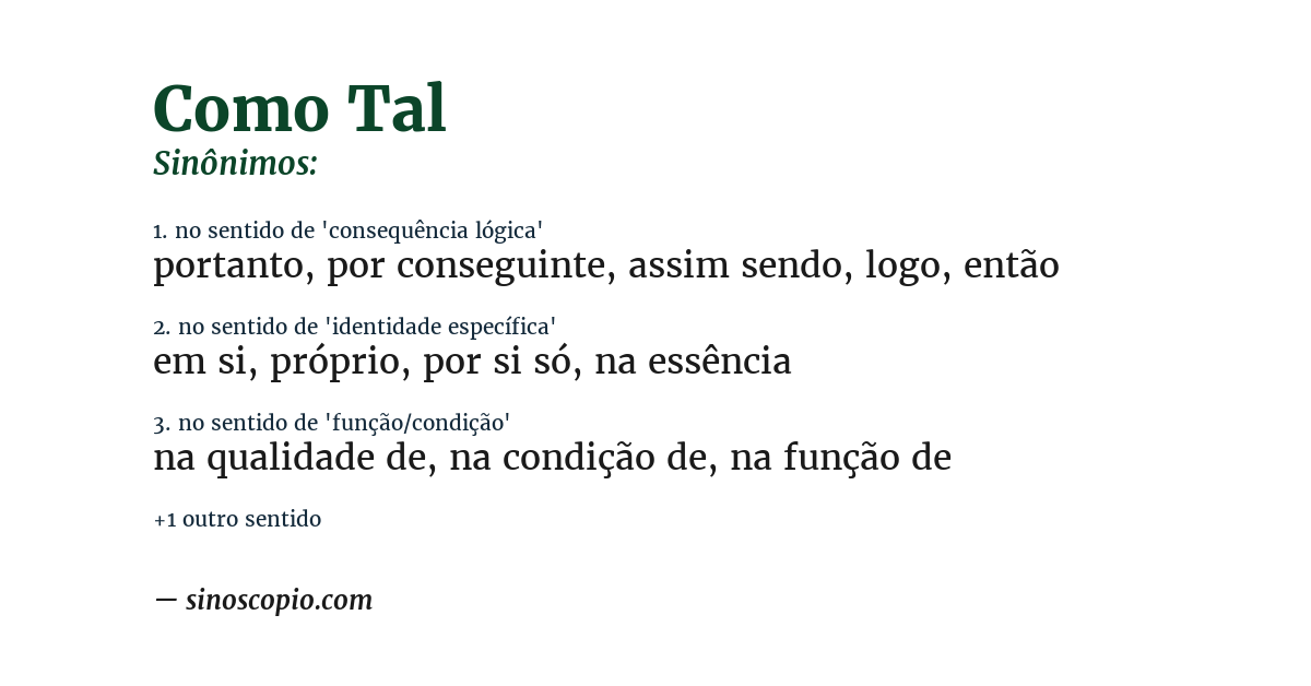 Sinônimo de como tal