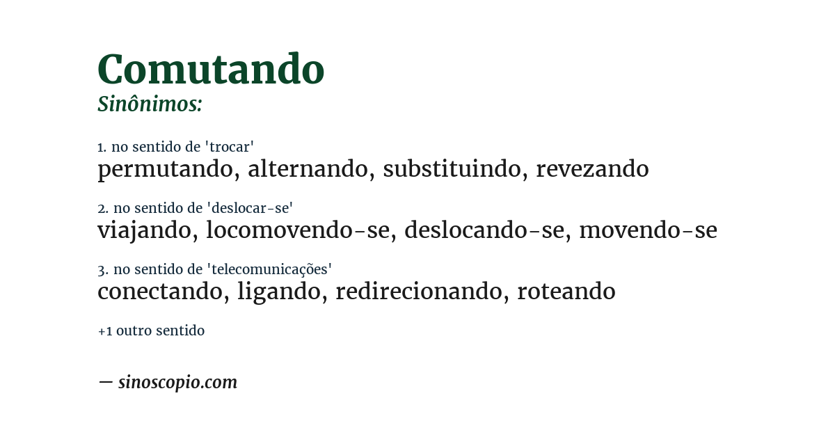 Sinônimo de comutando