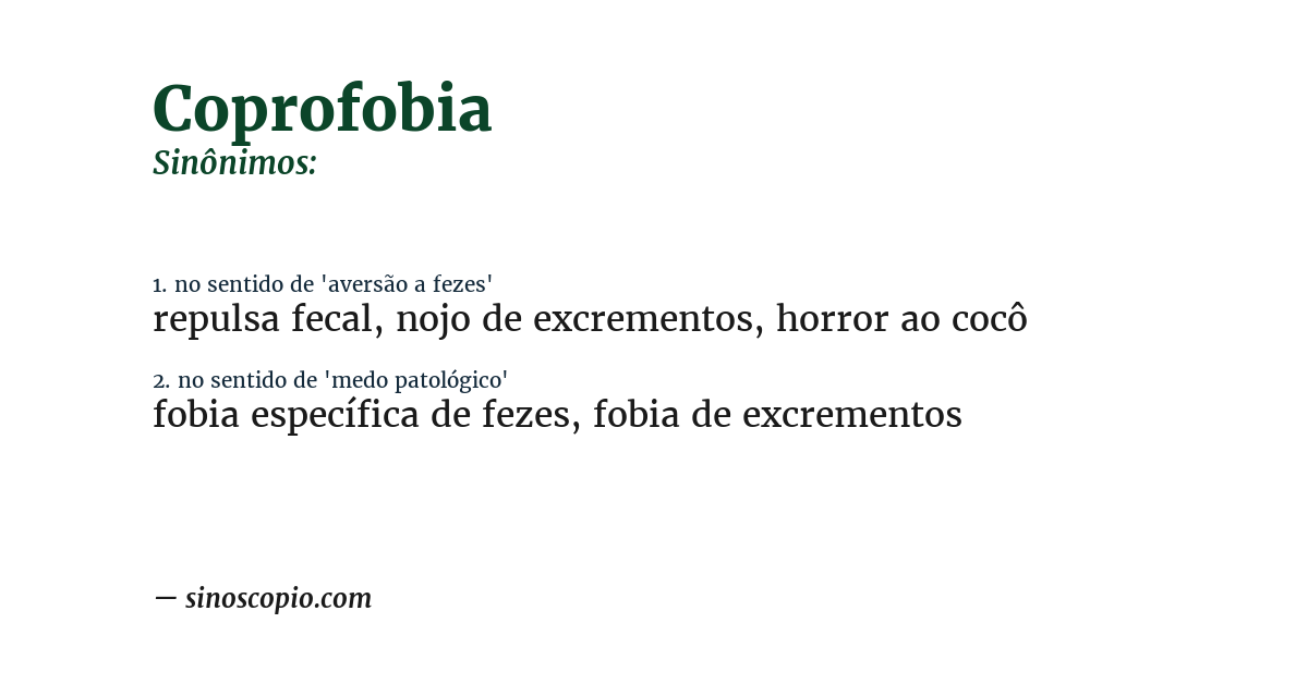 Sinônimo de coprofobia