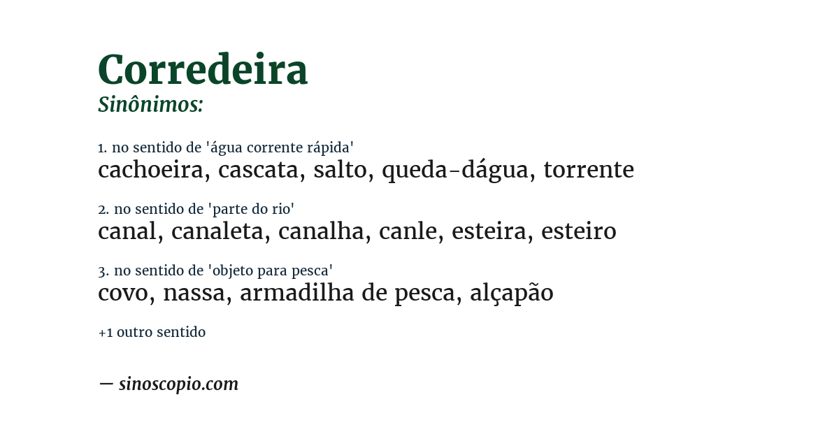 Sinônimo de corredeira