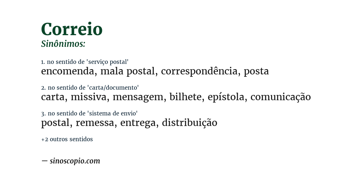 Sinônimo de correio