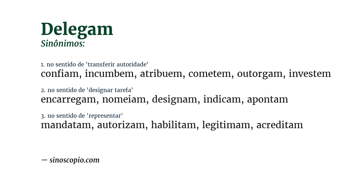Sinônimo de delegam