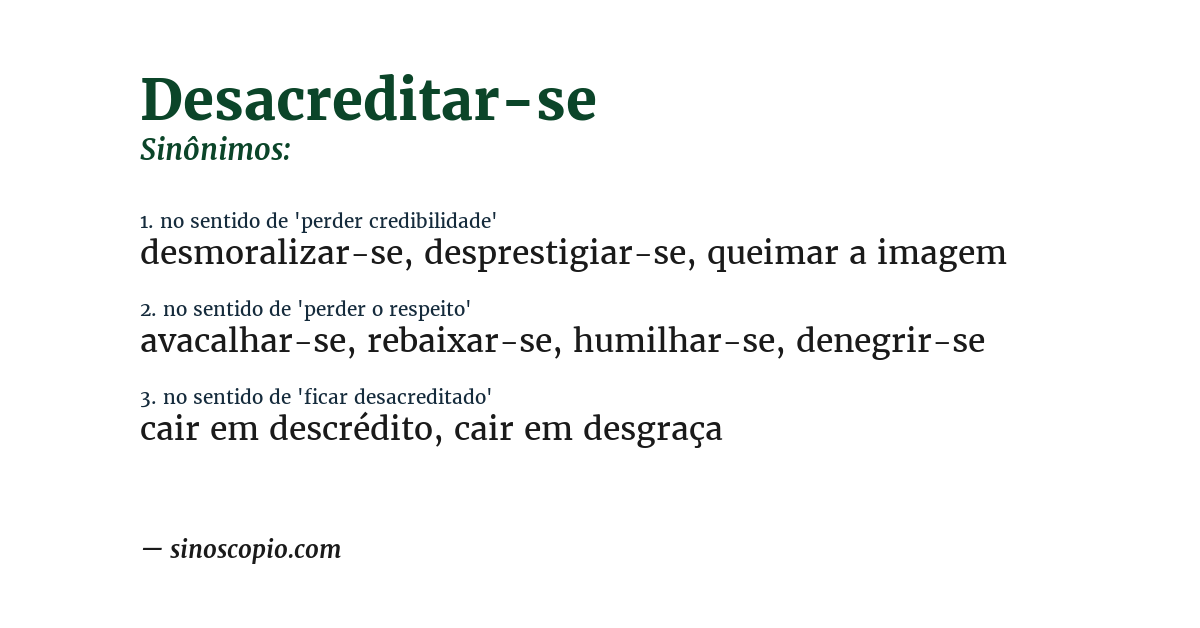 Sinônimo de desacreditar-se