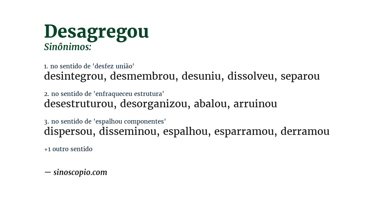 Sinônimo de desagregou