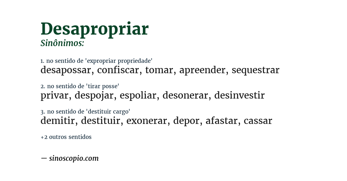 Sinônimo de desapropriar