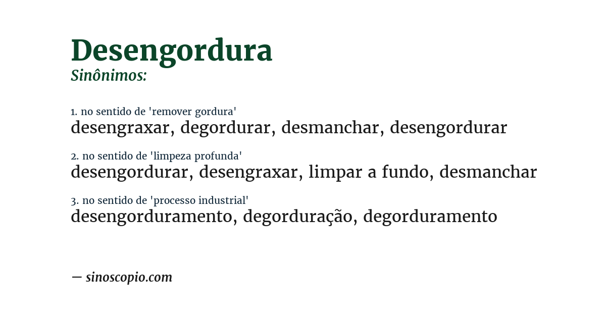 Sinônimo de desengordura
