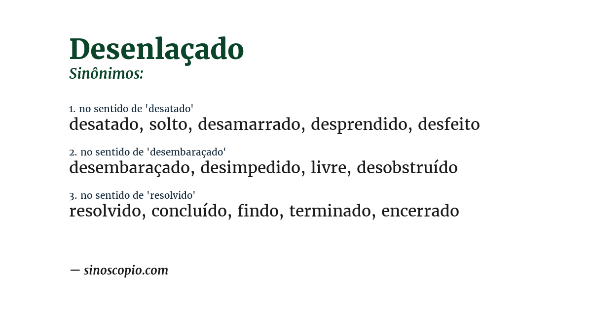 Sinônimo de desenlaçado