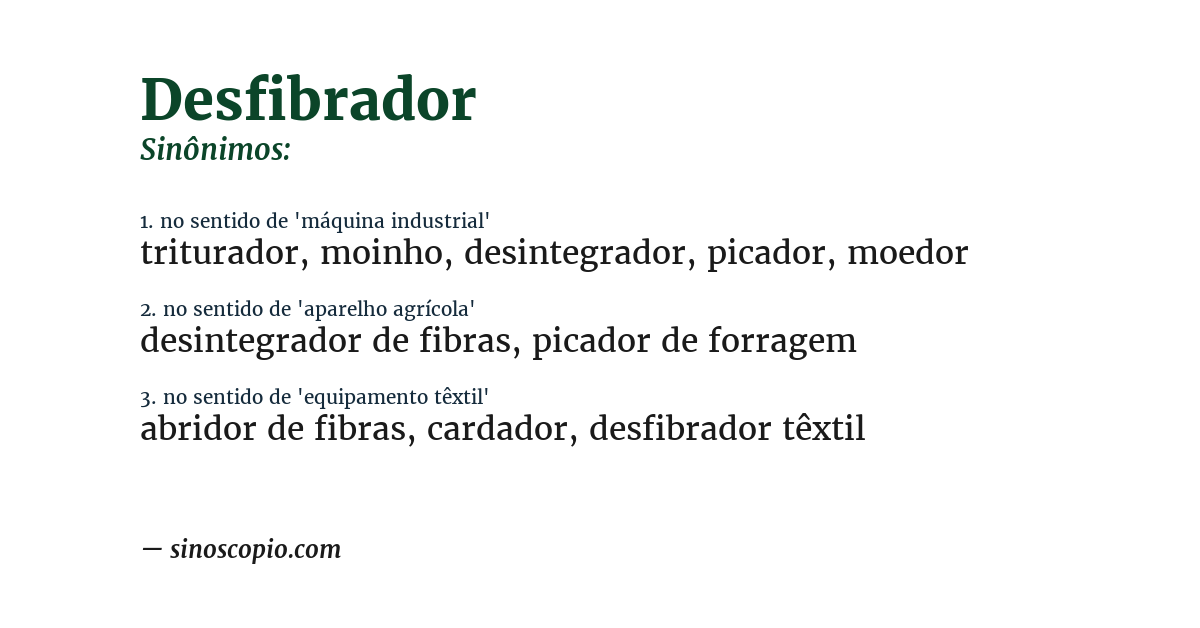 Sinônimo de desfibrador