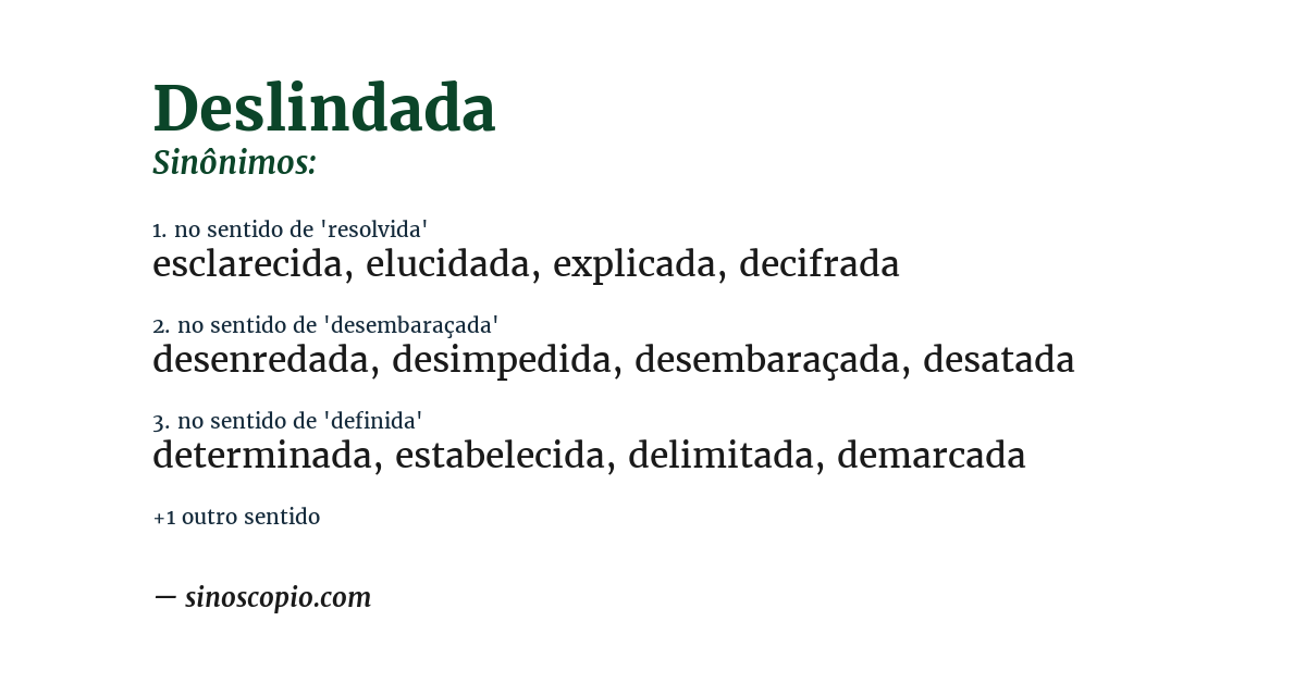 Sinônimo de deslindada