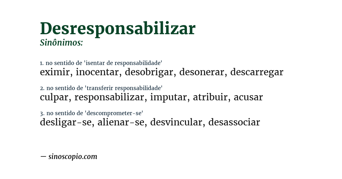 Sinônimo de desresponsabilizar
