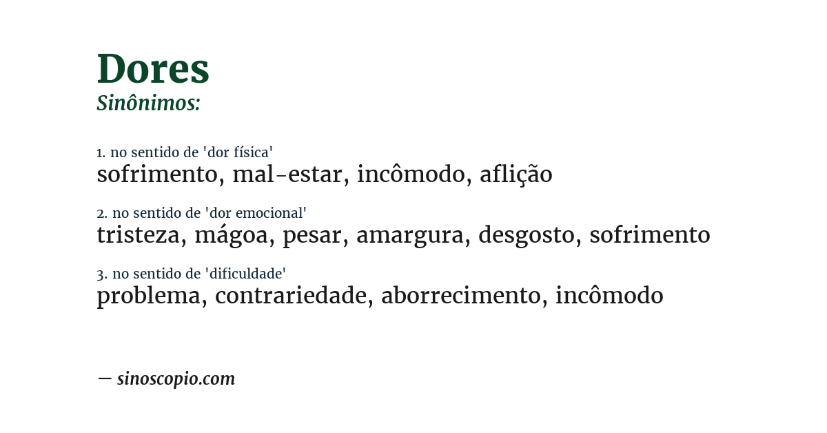 Sinônimo de dores
