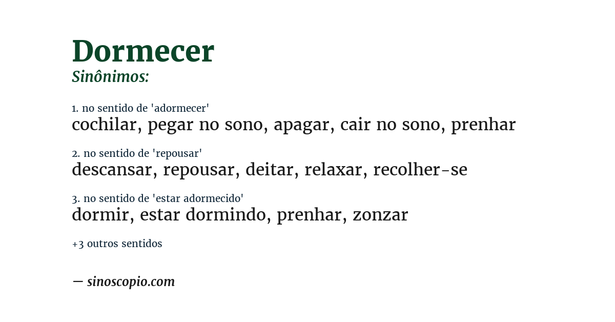 Sinônimo de dormecer