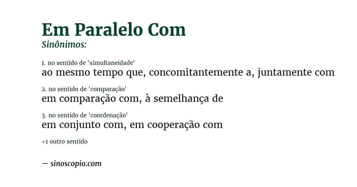 Sinônimo de em paralelo com