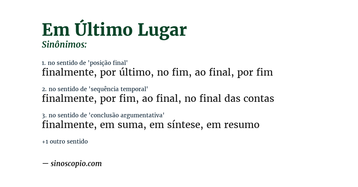 Sinônimo de em último lugar