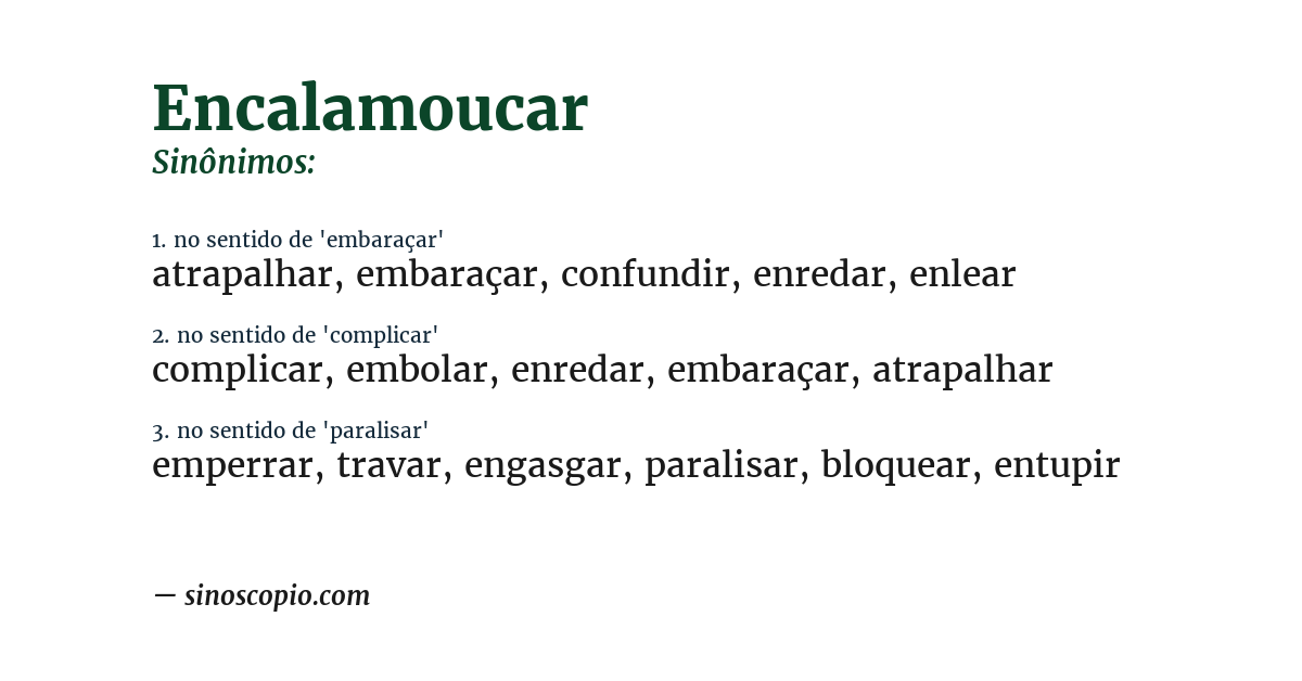 Sinônimo de encalamoucar
