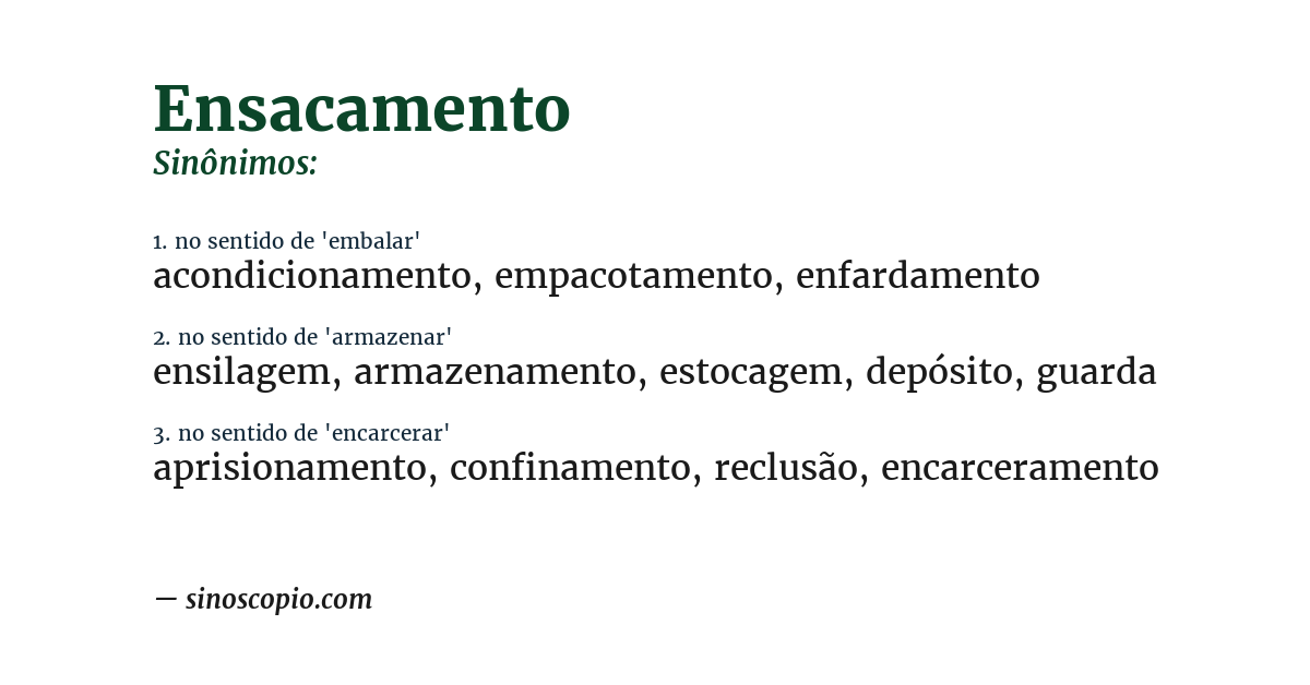Sinônimo de ensacamento