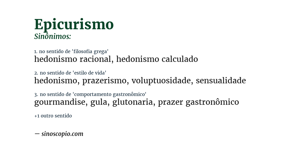 Sinônimo de epicurismo