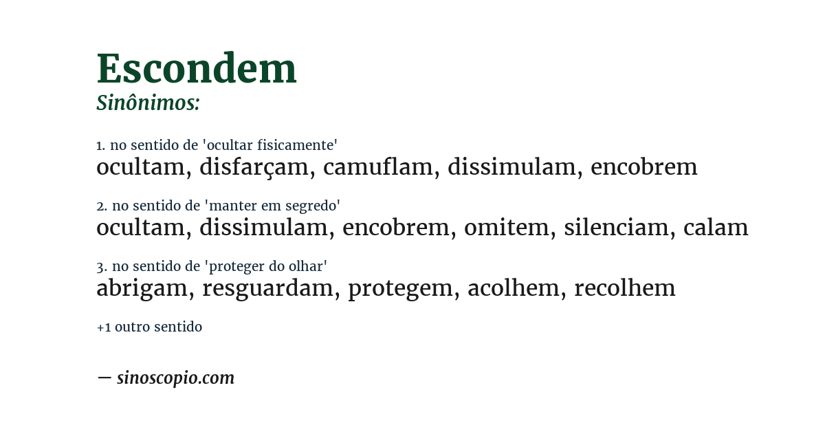 Sinônimo de escondem
