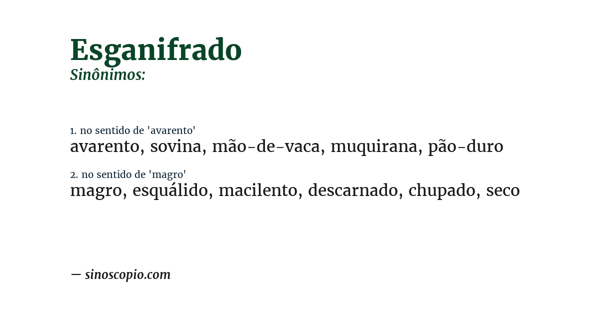 Sinônimo de esganifrado