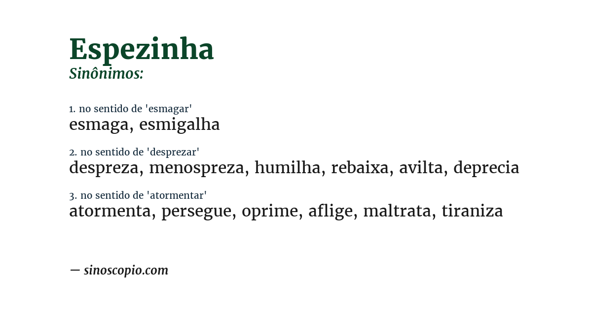 Sinônimo de espezinha