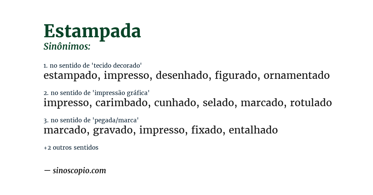 Sinônimo de estampada