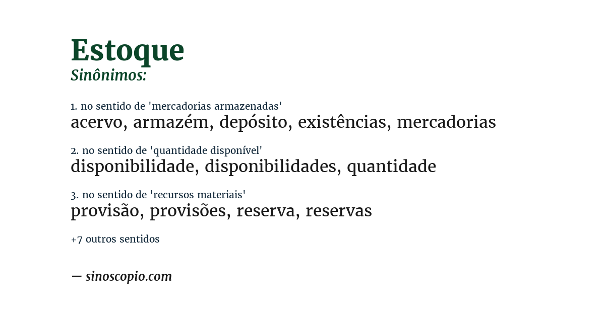 Sinônimo de estoque