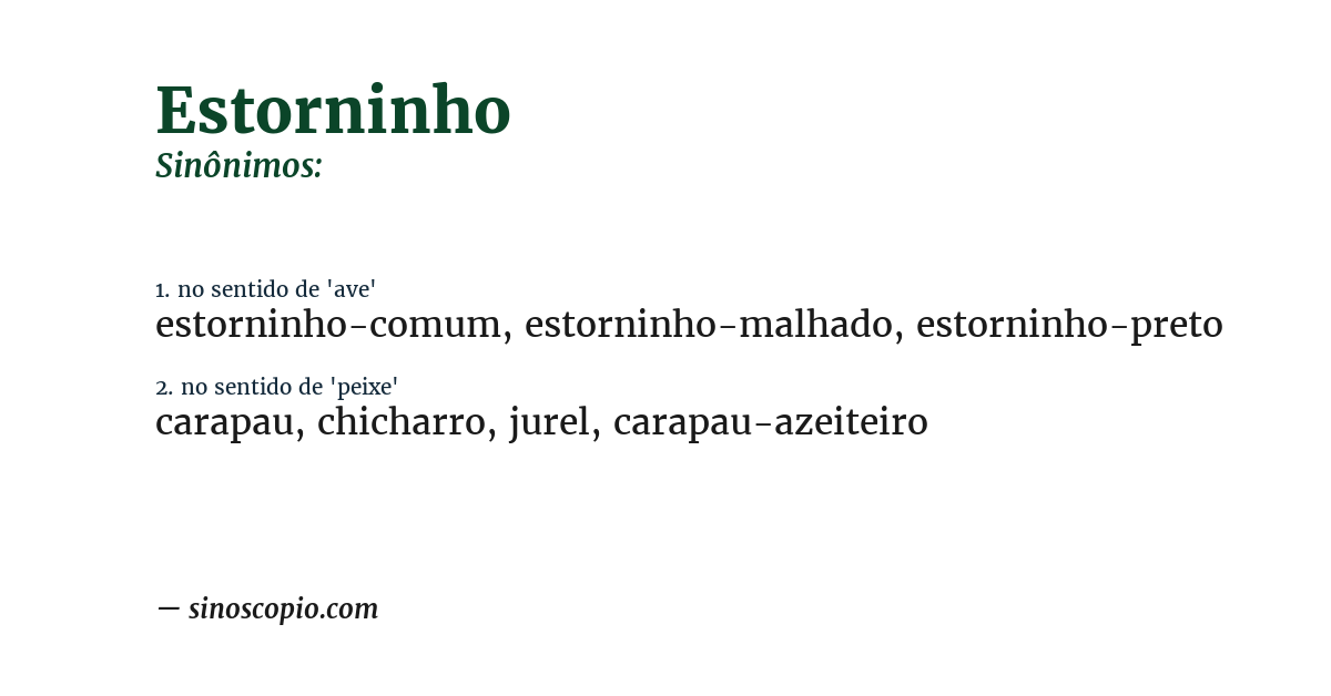 Sinônimo de estorninho