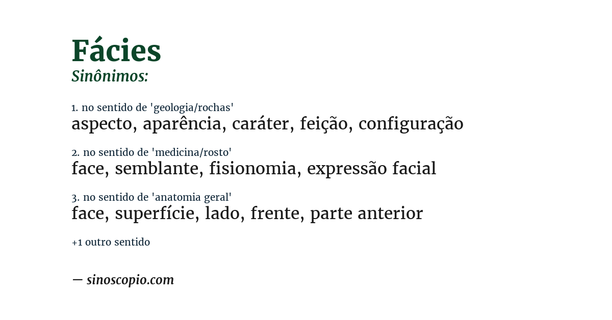 Sinônimo de fácies