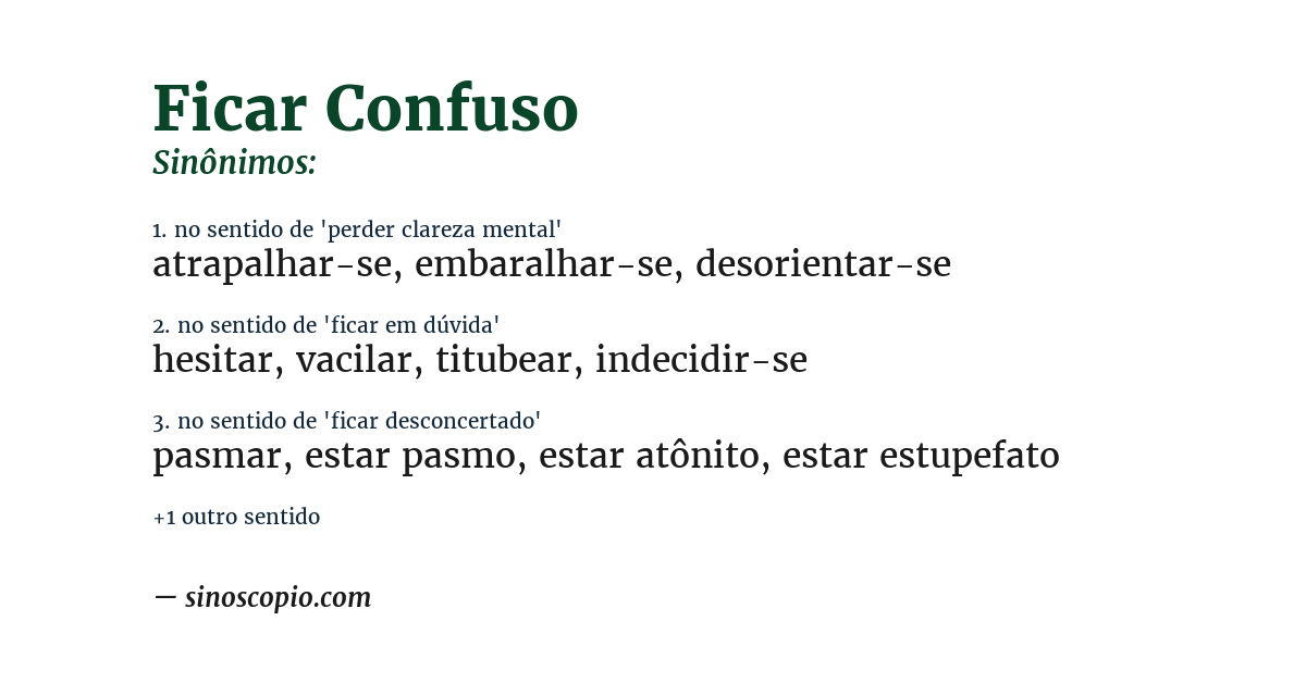 Sinônimo de ficar confuso