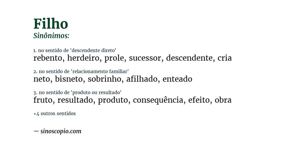 Sinônimo de filho