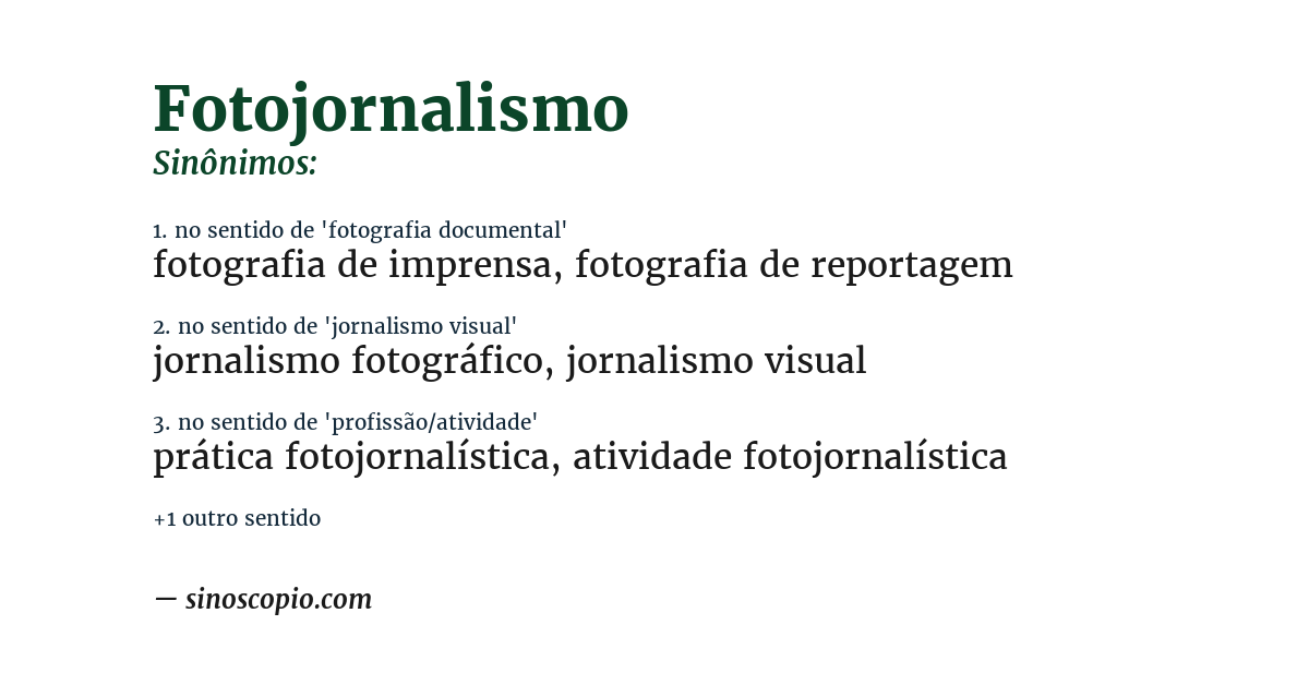Sinônimo de fotojornalismo