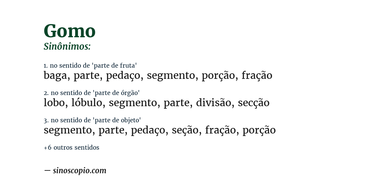 Sinônimo de gomo
