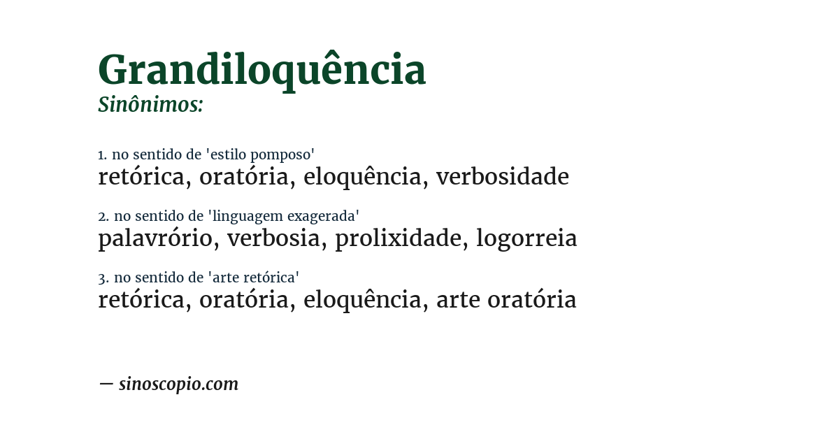 Sinônimo de grandiloquência