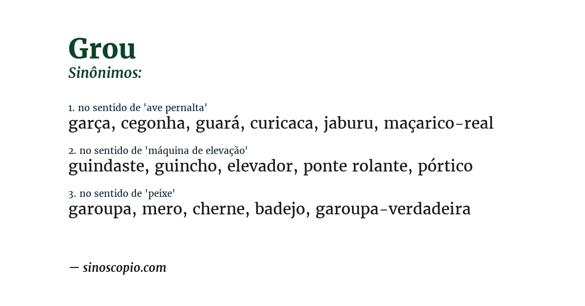 Sinônimo de grou