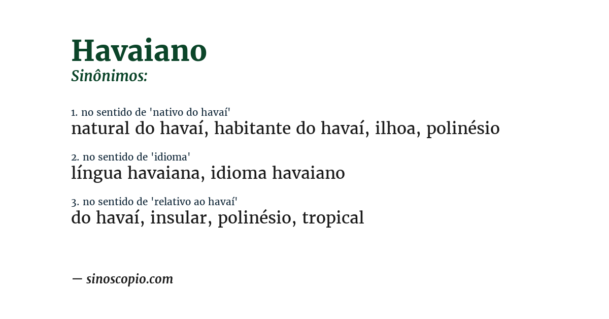 Sinônimo de havaiano