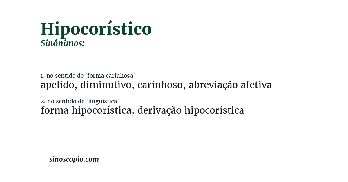 Sinônimo de hipocorístico