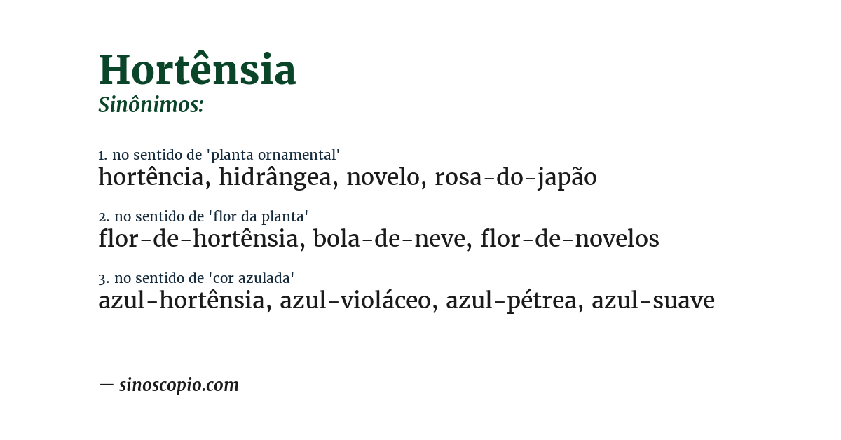 Sinônimo de hortênsia