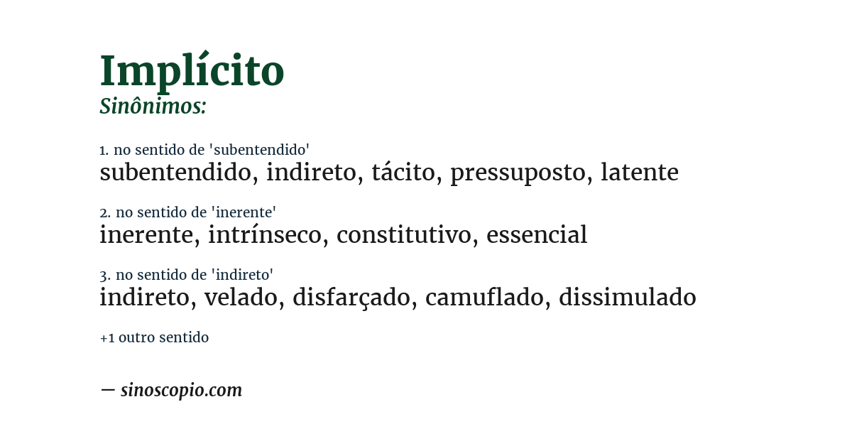 Sinônimo de implícito