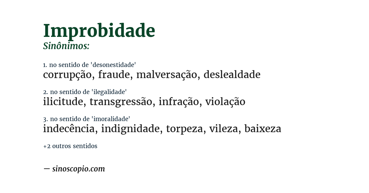 Sinônimo de improbidade