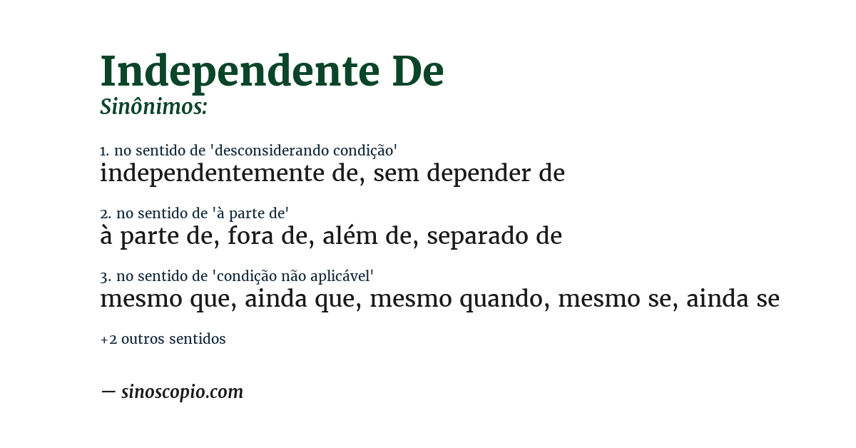 Sinônimo de independente de