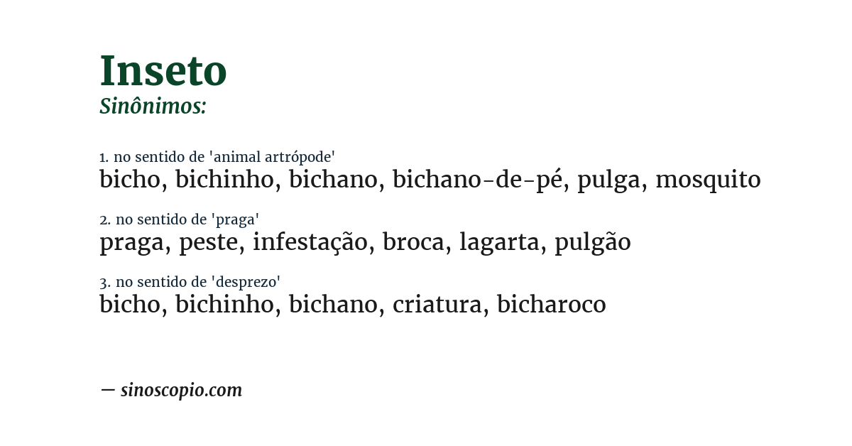 Sinônimo de inseto