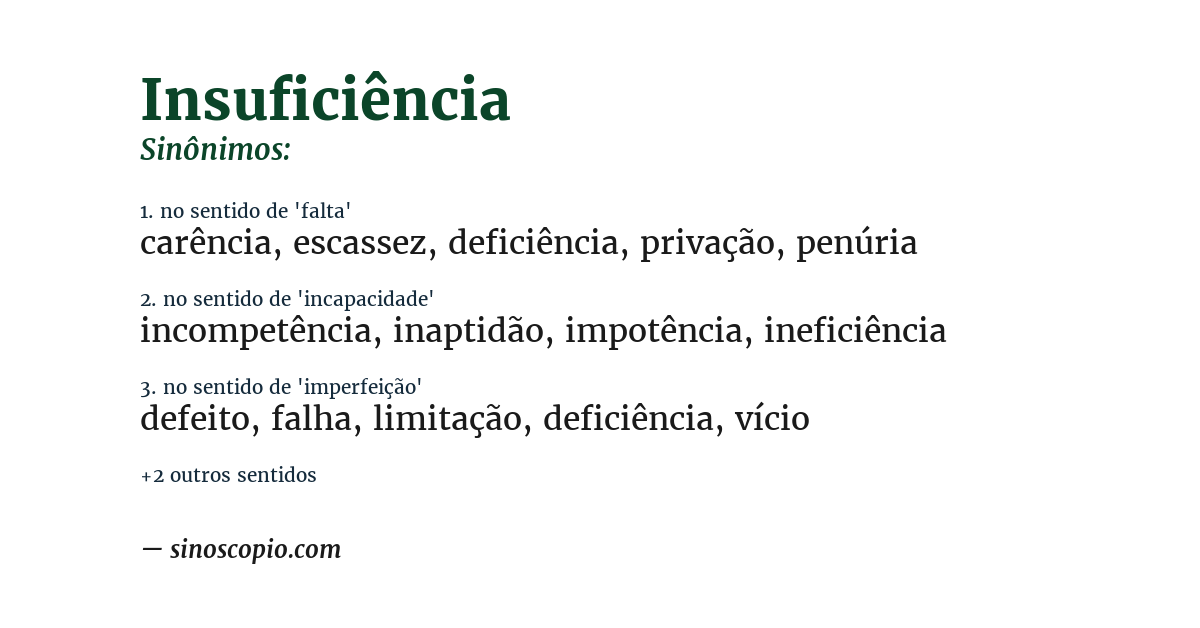 Sinônimo de insuficiência