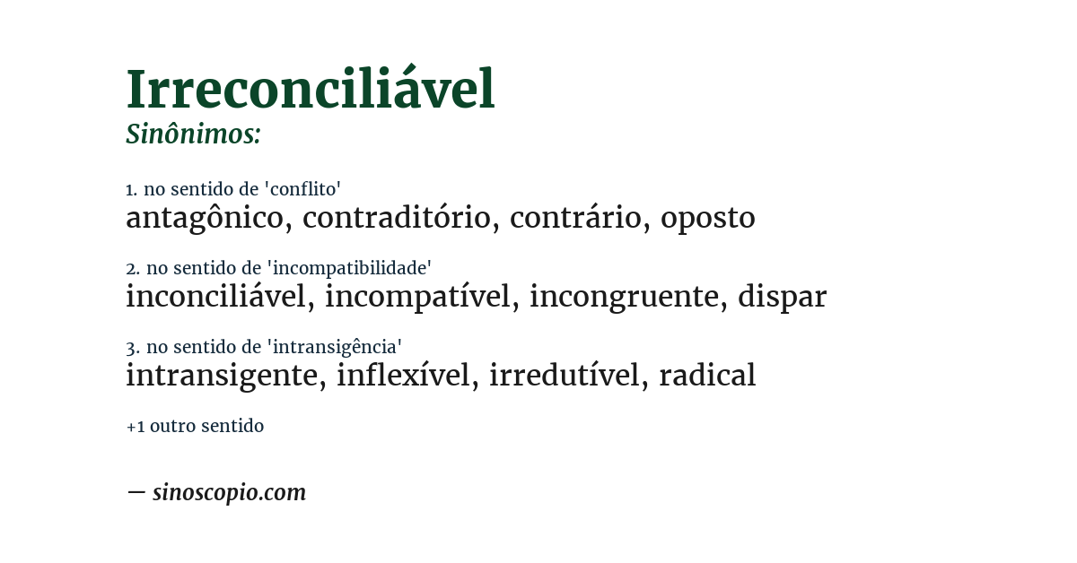 Sinônimo de irreconciliável