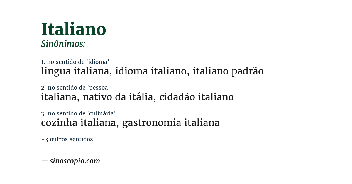 Sinônimo de italiano