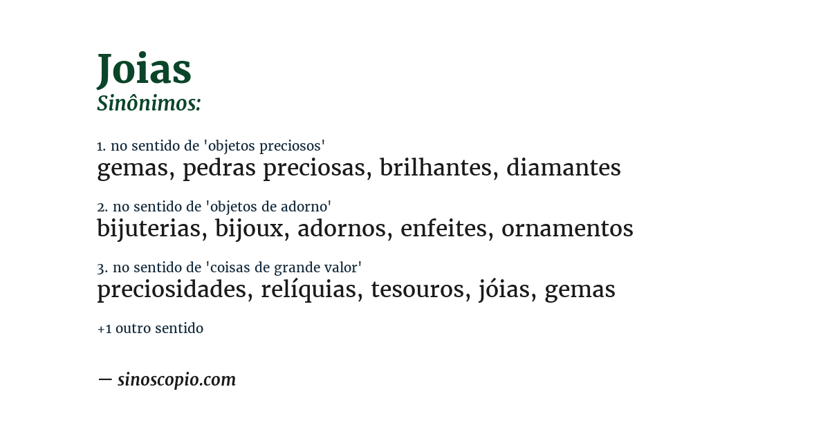 Sinônimo de joias