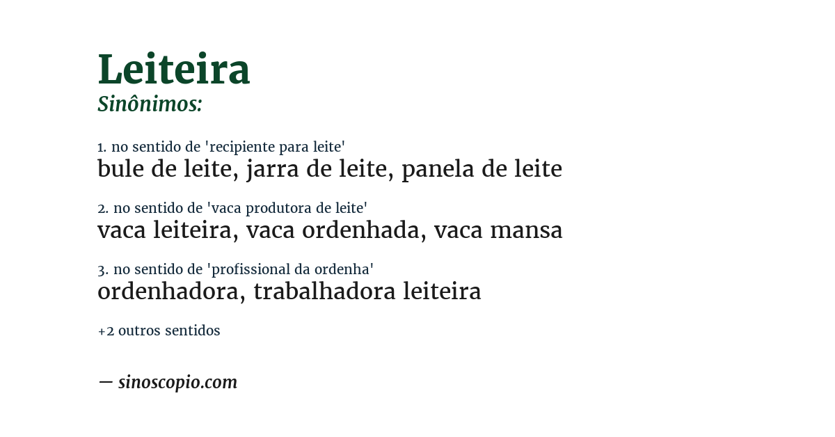 Sinônimo de leiteira